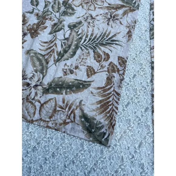 2 Panels Set Embroidery Tropical Window Curtains Natural Bamboos Rings 80"x40" - Picture 8 of 12